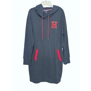 Tommy Hilfiger Women’s XL Hoodie Dress Navy Red‎ Logo Pockets Athleisure NWT
